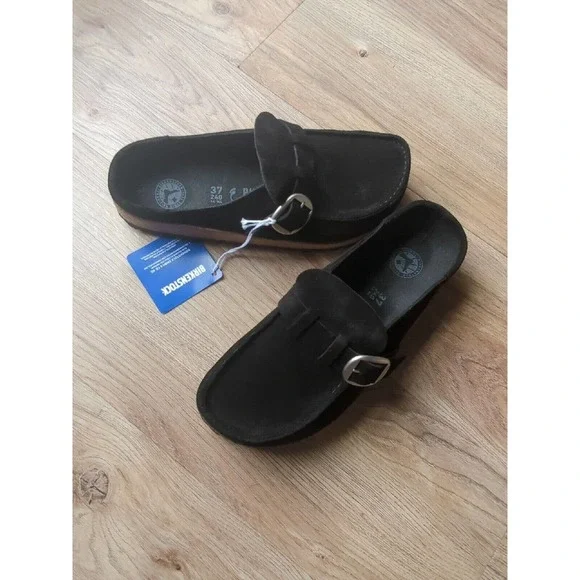 Birkenstock Buckley Suede Clogs Mules Black - Picture 2 of 15